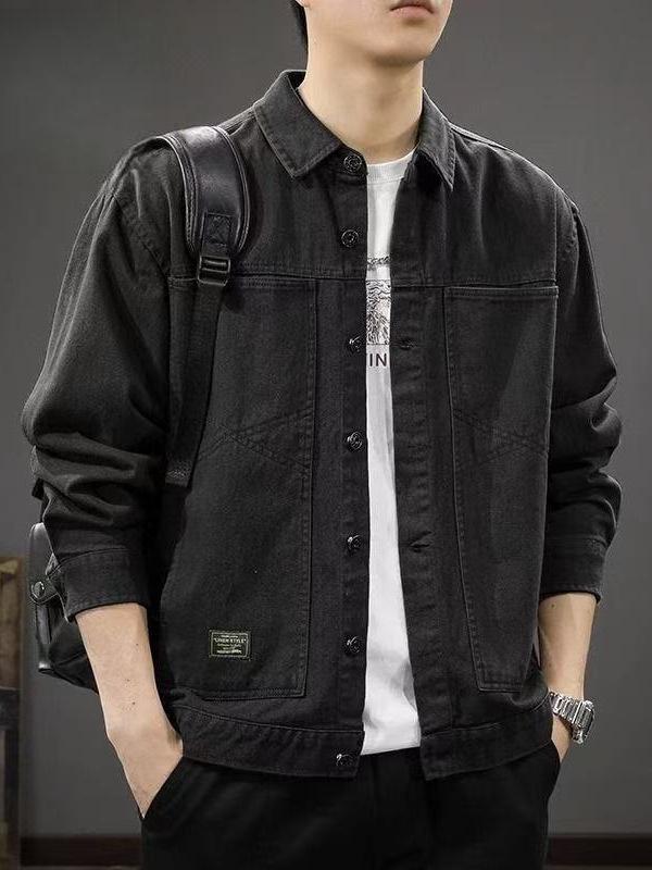 Men's 2025 Retro Workwear Casual Lapel Jacket - Japanese Style Autumn Shirt
