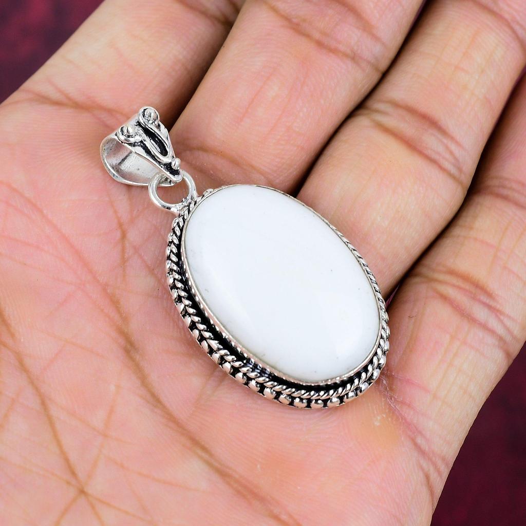 Weißer Koralle 925 Sterling Silber Anhänger, handgefertigter Edelstein Anhänger Schmuck, Geschenke für Frau brandneuer Anhänger
