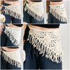 Bohemian Knitted Back Flap Ethnic Style Triangular Scarf Tie Straps Tassel Hip Apron  Women Girls