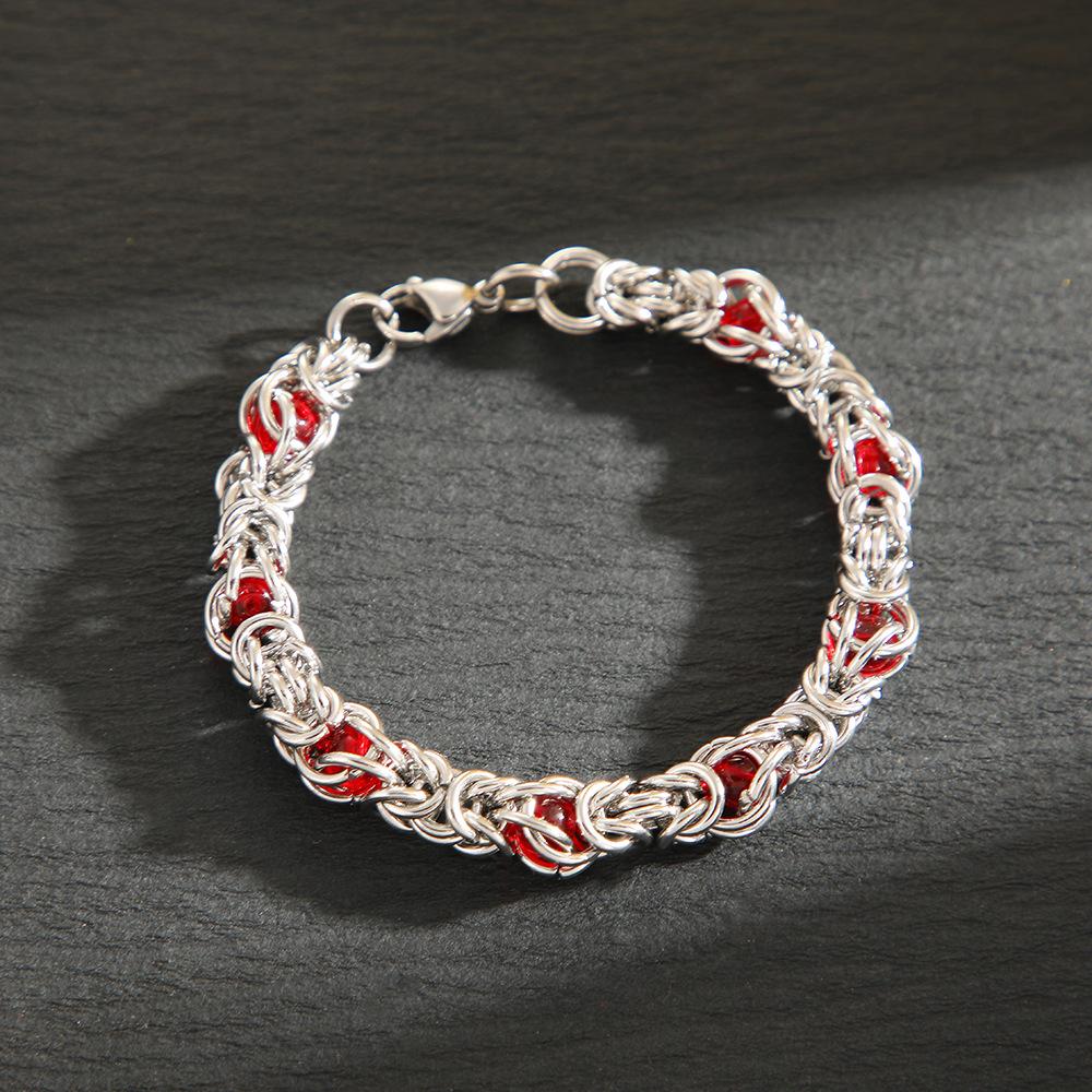 

Европейский и американский браслет из титановой стали с инкрустацией сапфирами и дизайном мужской ниши, браслет на толстой цепочке в стиле хип-хоп, аксессуары для пар 22CM