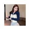 Spicy Girl Polo Collar Cropped Knit Cardigan Sweater - Women's Autumn Long Sleeve Slit Top