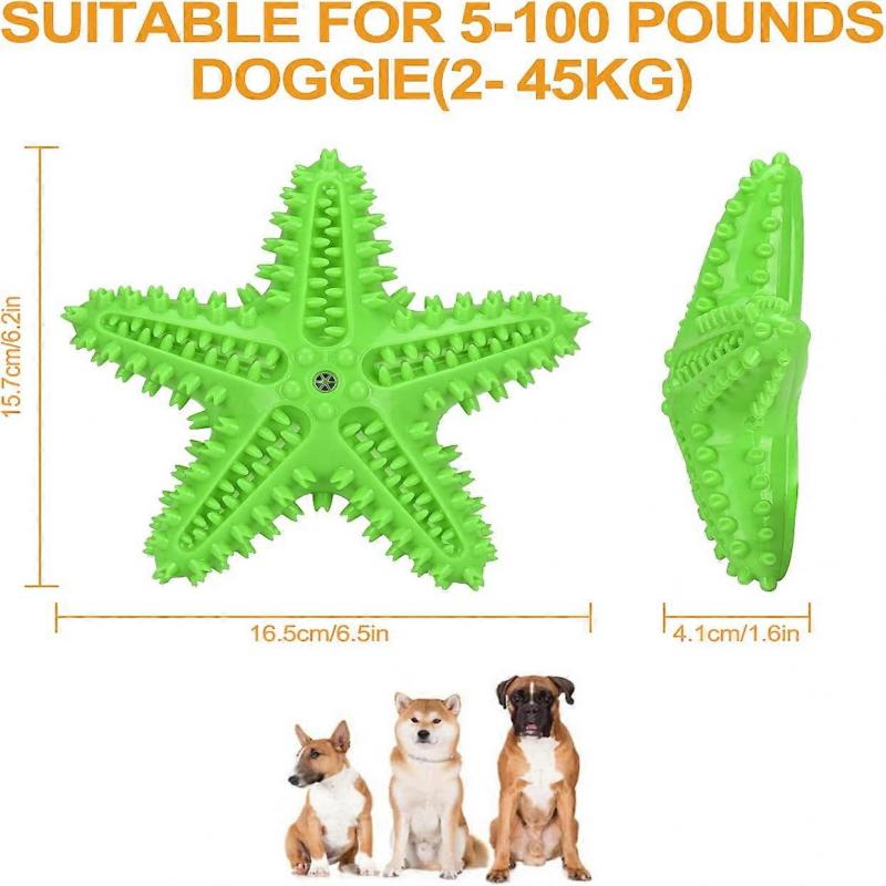 Squeaky Dogs Chew Toys, Starfish Shape Anti-Boring Interactive Pet Toys, Dogs Molars, Oral Cleaning, Chewing Training (Green)
