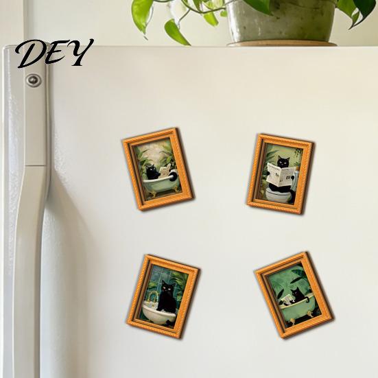 Halloween Refrigerator Magnets Black Cat Wooden Magnet, Theme Decorative Miniature Art Wall Magnetic Decal, for Kitchen Cabinets And Whiteboards Decor