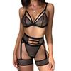 European & American Sexy Mesh Lingerie – Three-Piece Set