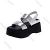 Fashion Summer 2025 Chunky Sandals Women's Wedge Heels Slides 8CM High Heels Leather Casual Woman Beach Thick Bottom Sandales Femmes