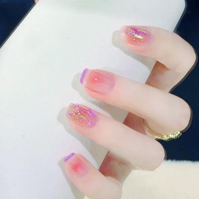 Aurora Diamond Nail Art: Magic Mirror French Whitening Stickers & Removable False Patches