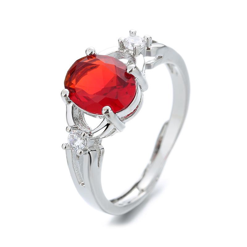 2026 Niche Classic Four-claw Purple Zircon Open Ring Ladies Korean Hollow Geometric Ring Jewelry Resizable красный