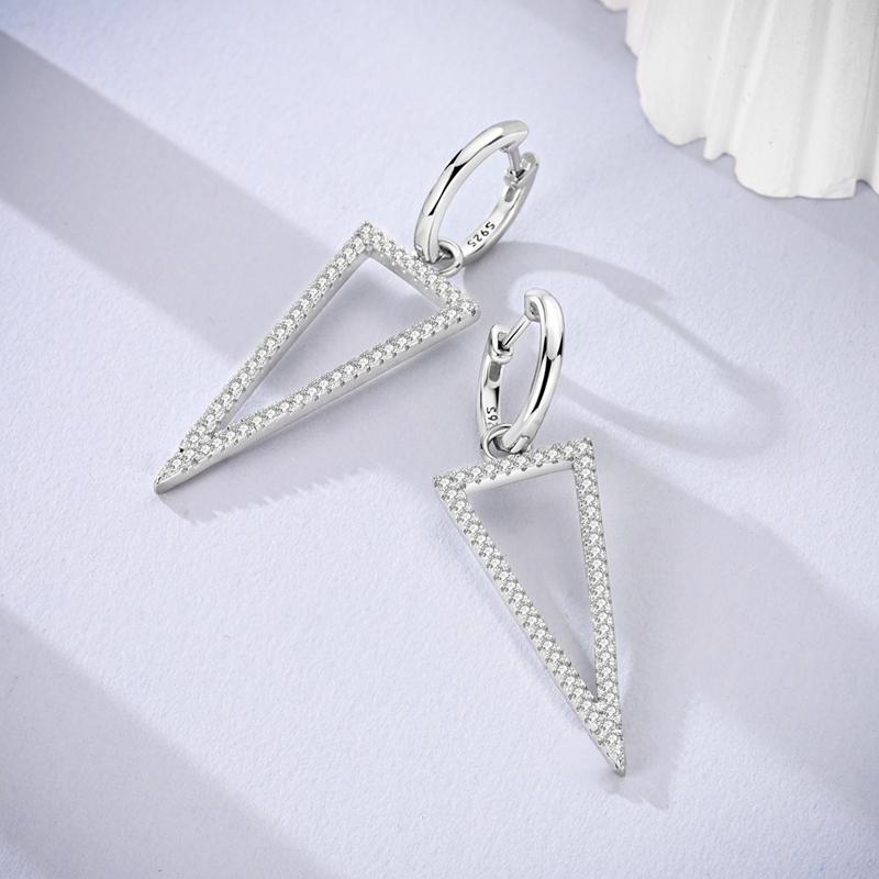 925 Sterling Silver Shining Zircon Earring Sparkling Simple Bow Irregular Curve Hoop Earring Fashion Jewelry Gifts for Women Men