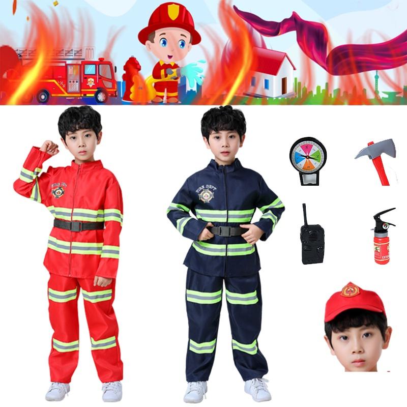 Kid's Fireman Uniform Costume Set For Kindergarten Role Play