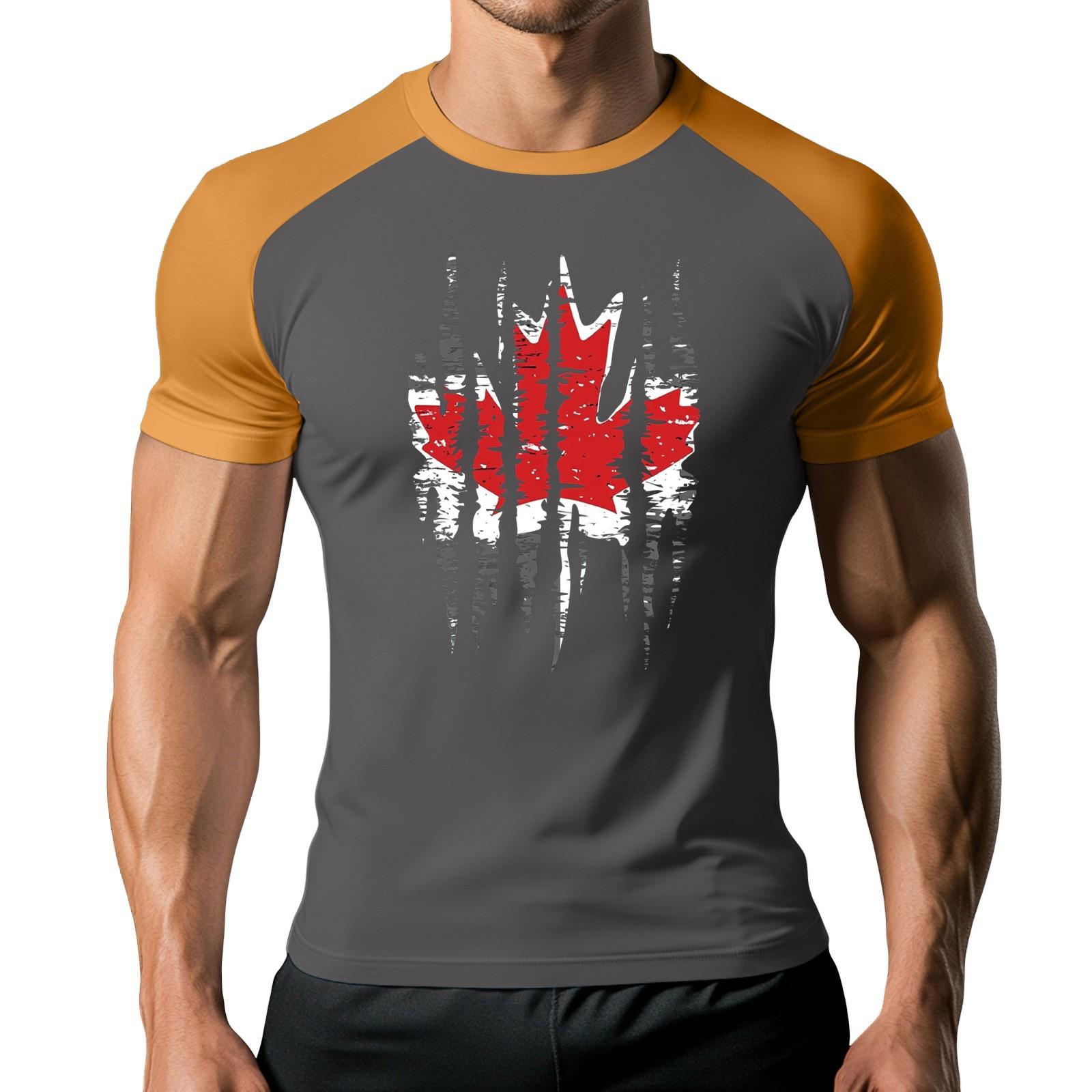 

Men s Fashion Printed Contrast Color Raglan Short Sleeve Sports T-shirt L