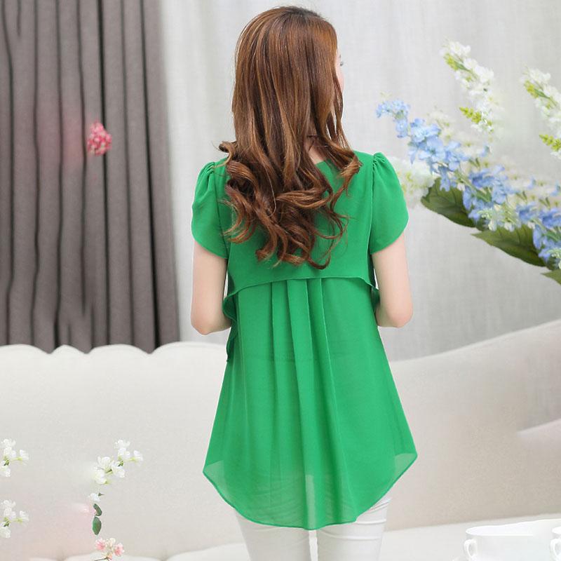Large Size T-shirt Women's Clothing Loose Chiffon Shirt Short Sleeve Top Solid Casual Top Women Oversized T-shirt Summer Shirts and Blouses