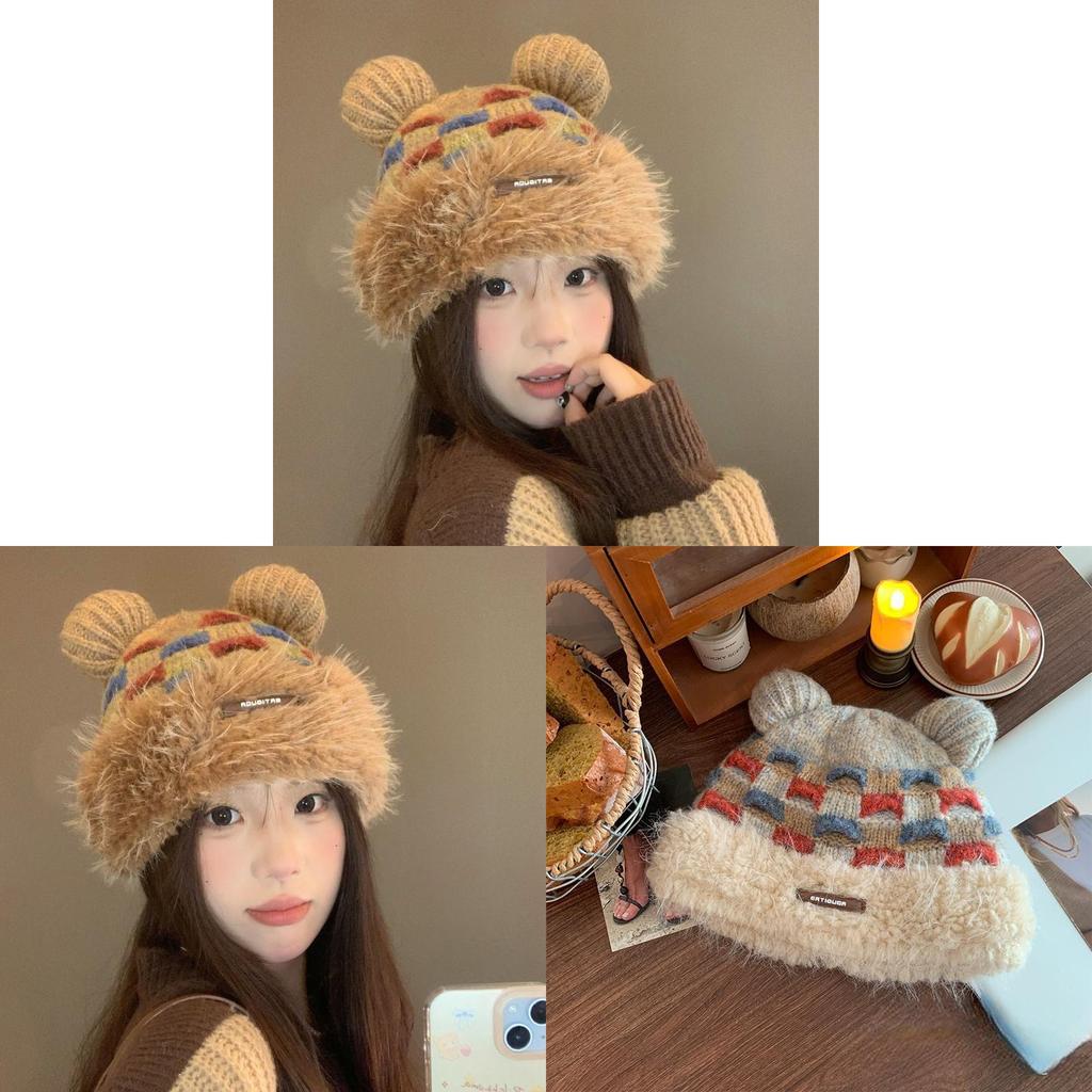 Knit Wool Hat For Women Winter Warm Beanie With Cute Ears For Snowy Days
