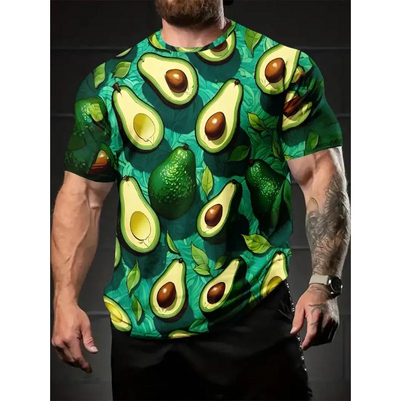 

Мужская футболка с 3D-принтом, полноцветным рисунком фруктов, юмористическая футболка с цифровой печатью, с коротким рукавом, из дышащего полиэстера, с круглым вырезом, повседневная 6XL