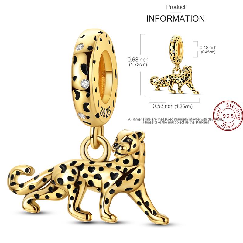 Gold Serie Charms Perlen Kupfer Leopard Original Anhänger Passend Armband Herstellung Frau Schmuck