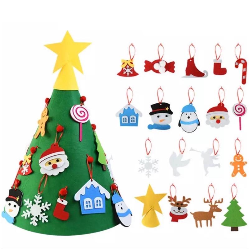 1Set Felt Christmas Tree Non-Woven Fabric Holiday Decoration Ornament 3D Mini Christmas Tree