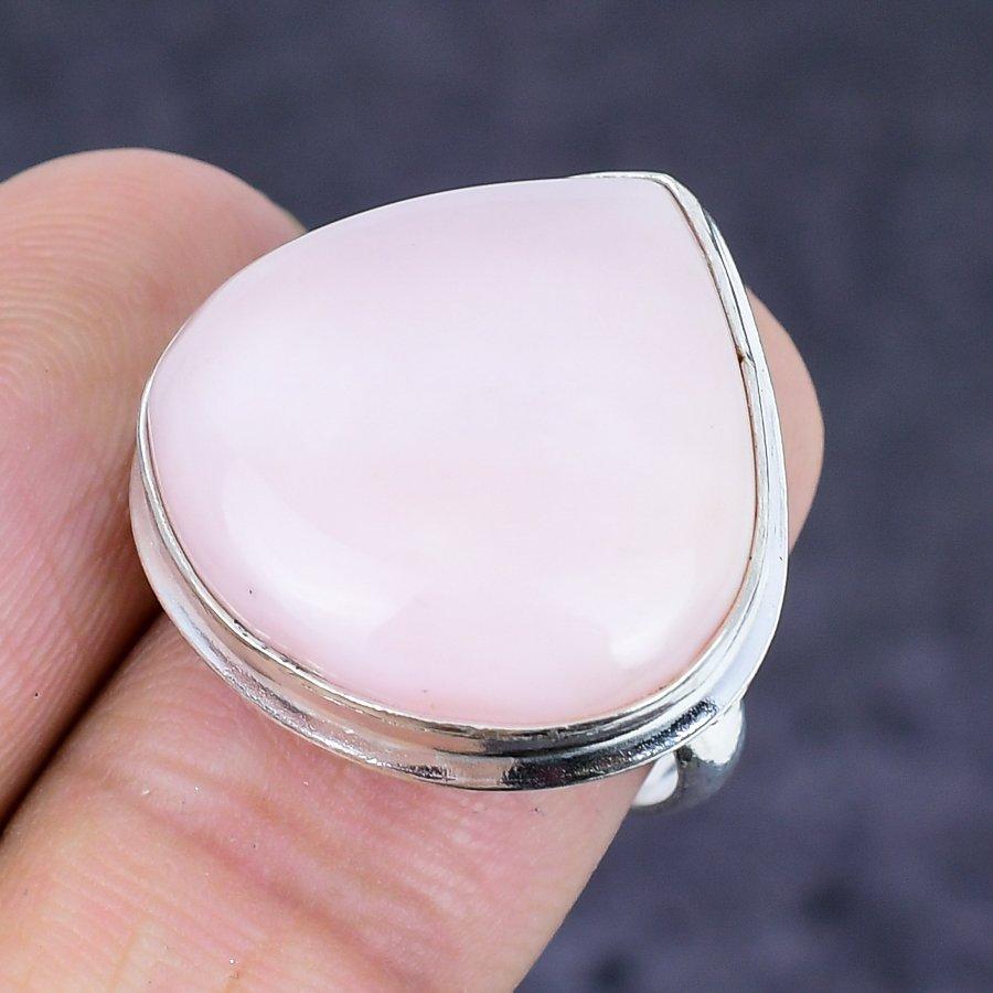 Pink Opal Gemstone 925 Sterling Silver Jewelry Ring Size 7.5