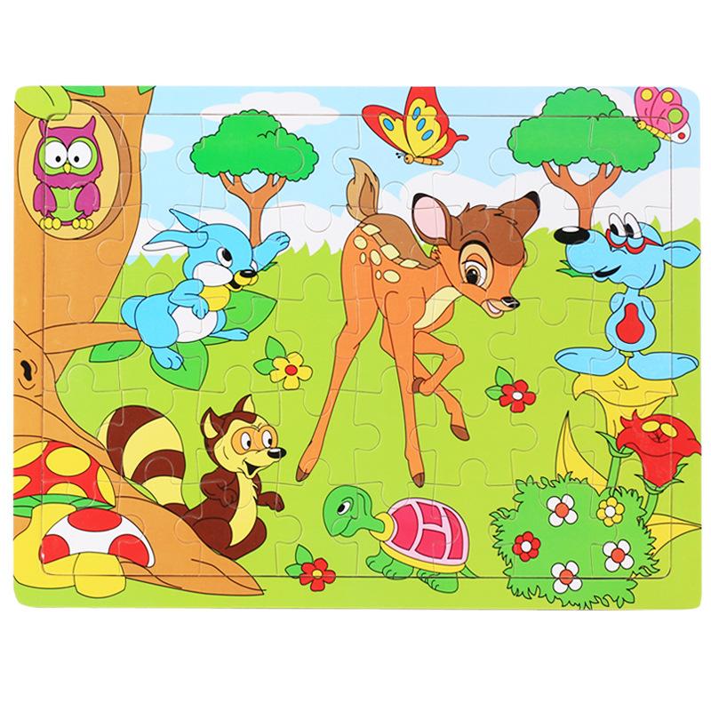 Wooden 40-piece puzzle, children's animal dinosaur cartoon wooden plane puzzle, baby early education educational toys