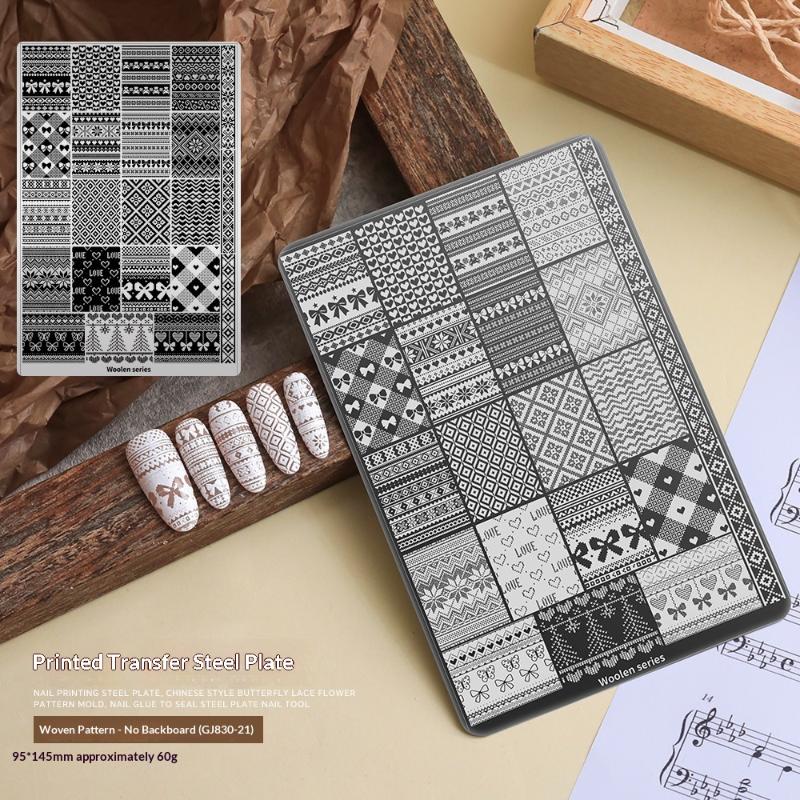 Lace Nail Art Transfer Printing Steel Plate Bowknot Polka Dots Nail Tools Bowknot Silicone Stamp Template