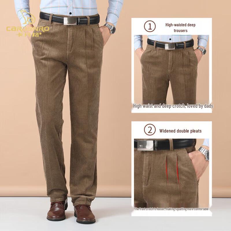 CARDANRO Men's Cotton Corduroy Business Casual Trousers - Thickened Warm Fleece