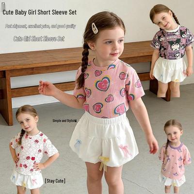 Completo Due Pezzi Carino con Fiocco Estate 2025: Pantaloni Top & Bud