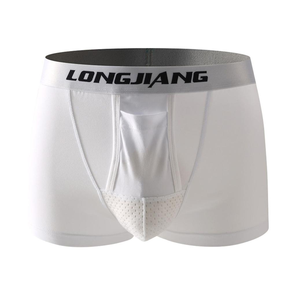 Yousheng Men Boxer Underwear com suporte de bola Carta Impressão Elástica Cintura média Bolsa separada Boxers que absorvem a umidade
