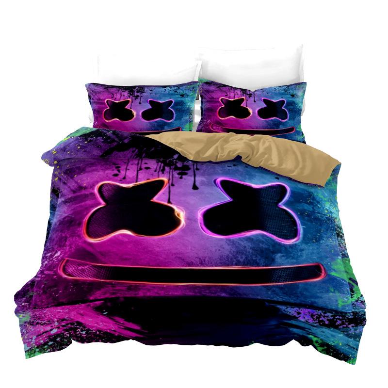 Neues 3-teiliges einseitig bedrucktes Serien-DJ-Digitaldruck-Bettbezug-Bettwäscheset Bequemes atmungsaktives Laken Bettdecke Bettset