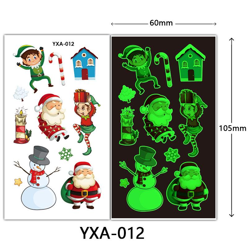 Christmas Luminous Tattoo Sticker Glowing Waterproof Sweat Cute Cartoon Holiday Party Temporary Sticker