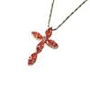 Retro Pigeon Blood Ruby Cross Pendant Clavicle Chain Necklace