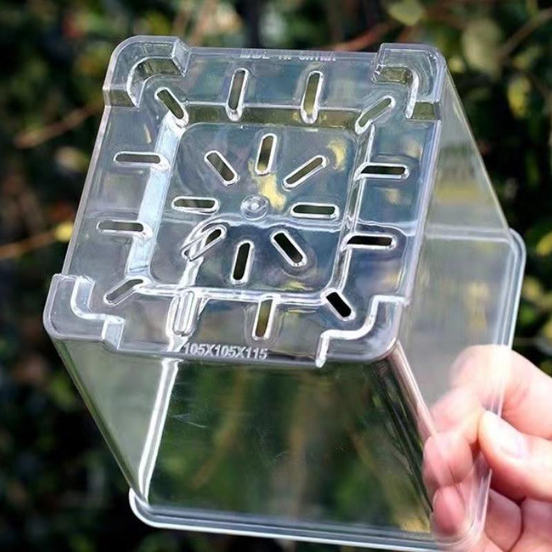 Transparenter Blumentopf, Entwässerungsbecken, transparentes Loch, Blumenkorb, Kunststoff, atmungsaktiv, Blumentopfzubehör