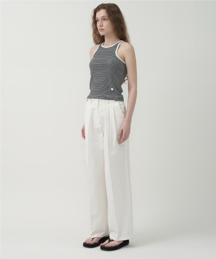 MOTT Buckle Cotton Pants - White