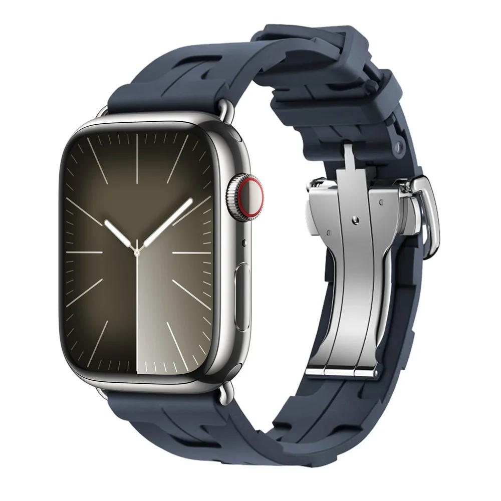 Con Logo Kilim Cinturino in Silicone a Giro Singolo Cinturino per Apple Watch 46mm 42mm Cinturino per Iwatch 11 10 9 8 Ultra3 49mm 45mm 38mm Cinturino per Orologio