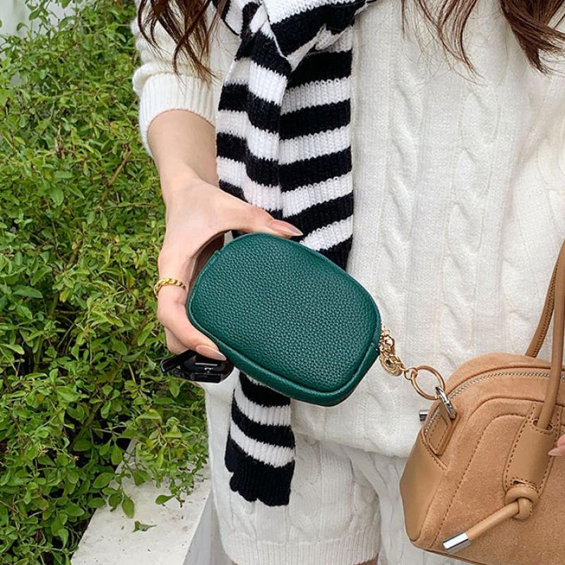 Mini Pu Keychain Coin Purse Lipstick Pouch Makeup Storage Earphone Storage Bag Wallet Korean Style Bag Pendant Accessories