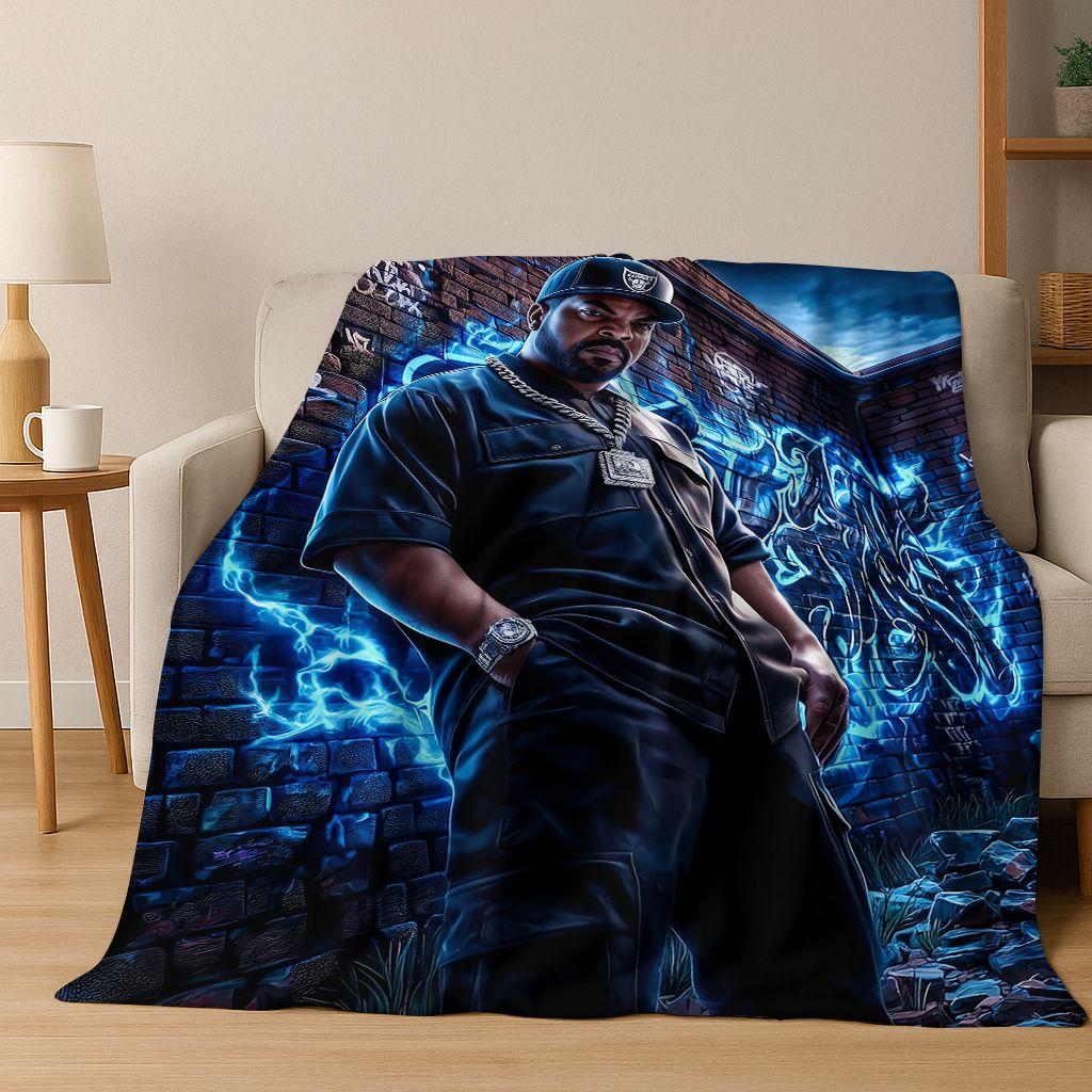 Manta de Franela con 26 Estilos de Artistas de Rap Dibujos Animados Tupac Snoop Dogg Hip Hop, Manta Acogedora Suave para Hogar Dormitorio Cama Cubierta de Sofá