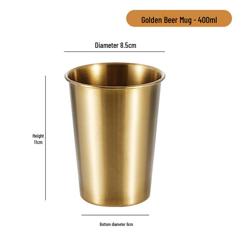 Gold 304 Stainless Steel Beer Mug - Single Layer, Stackable Outdoor Cup for Cold Drinks