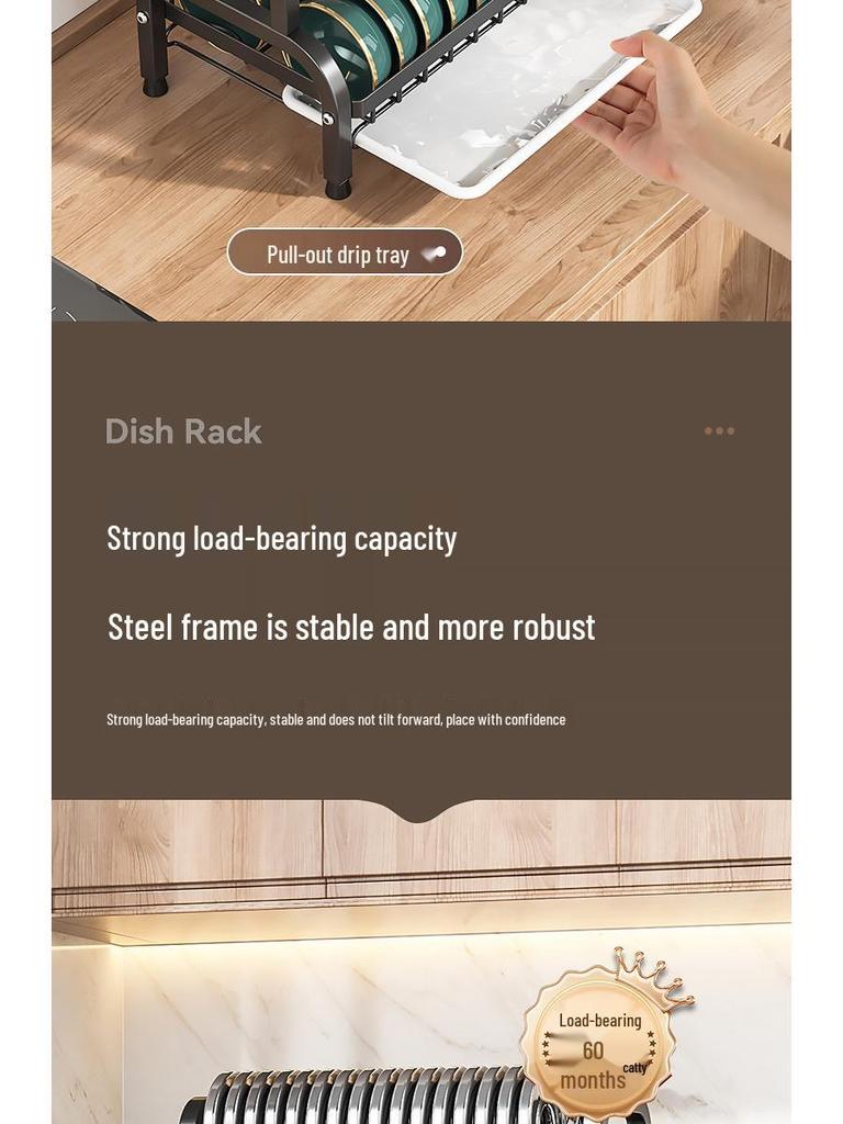 Multifunctional Countertop Kitchen Storage Rack for Dishes, Bowls, Chopsticks, and Knives