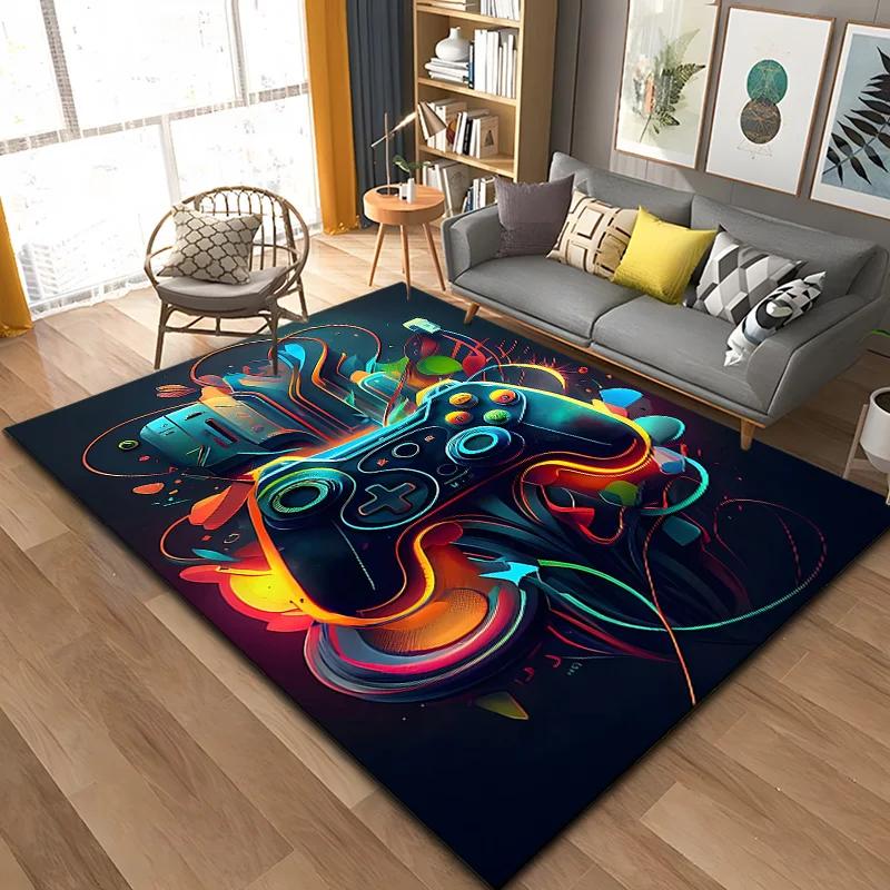 3D 80s Gamer Controller Area Rug Large,Carpet Rug for Living Room Bedroom Kitchen Decoration, carpets for bed room mat home