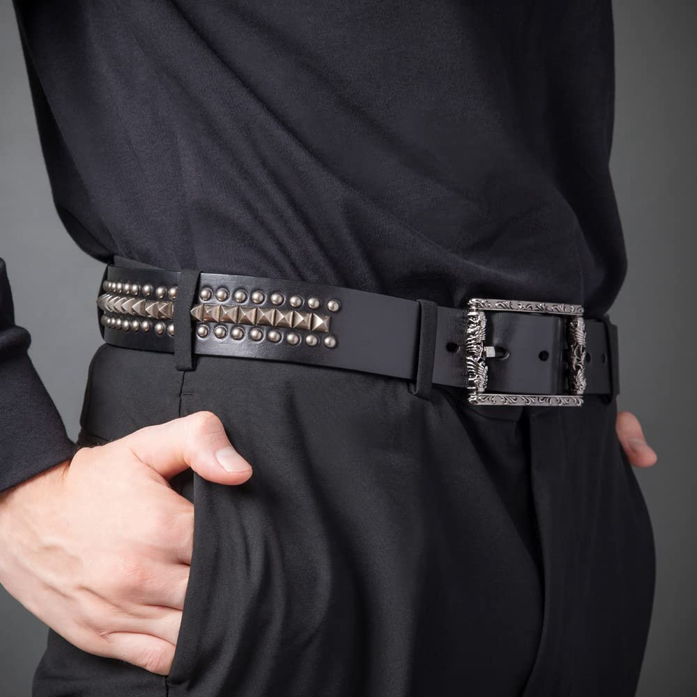 [Artemis Classic] Double Cylinder Studded Belt Ac-acbt0011 Rock Men's Casual Large Size Gentleman's Belt