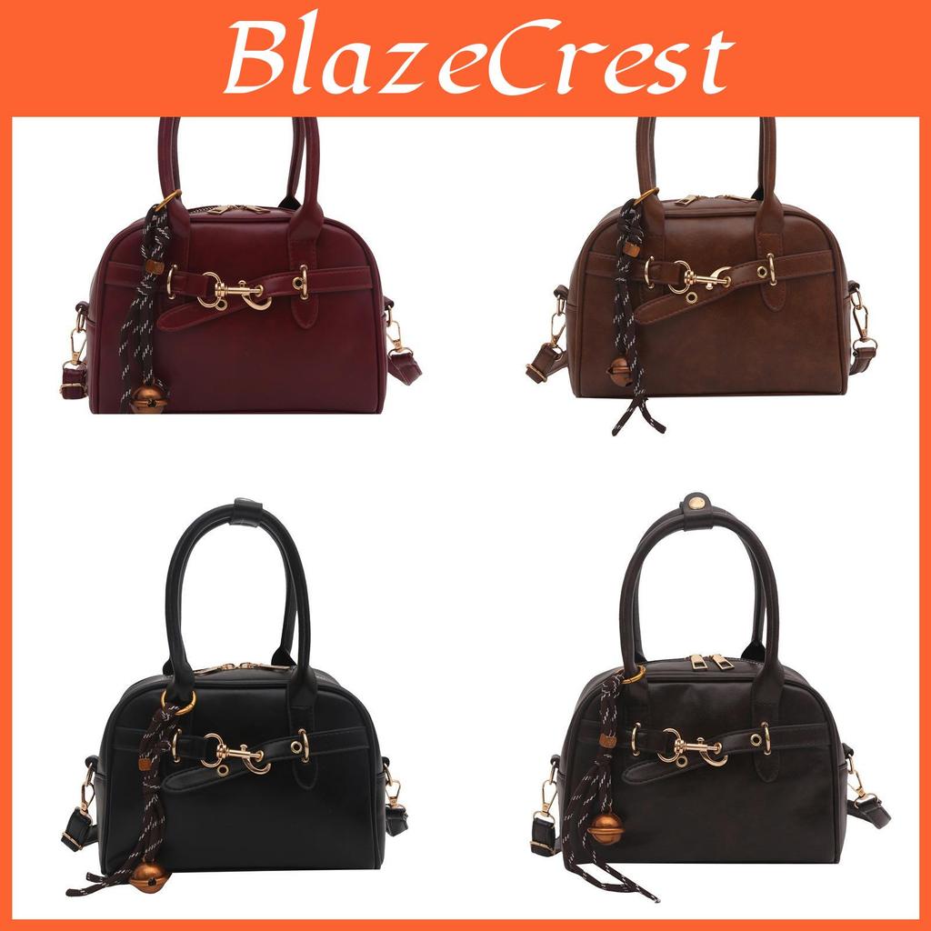 Retro Shoulder Handbag For Women Pu Material Street Style Small Square Bag With Zipper Closure