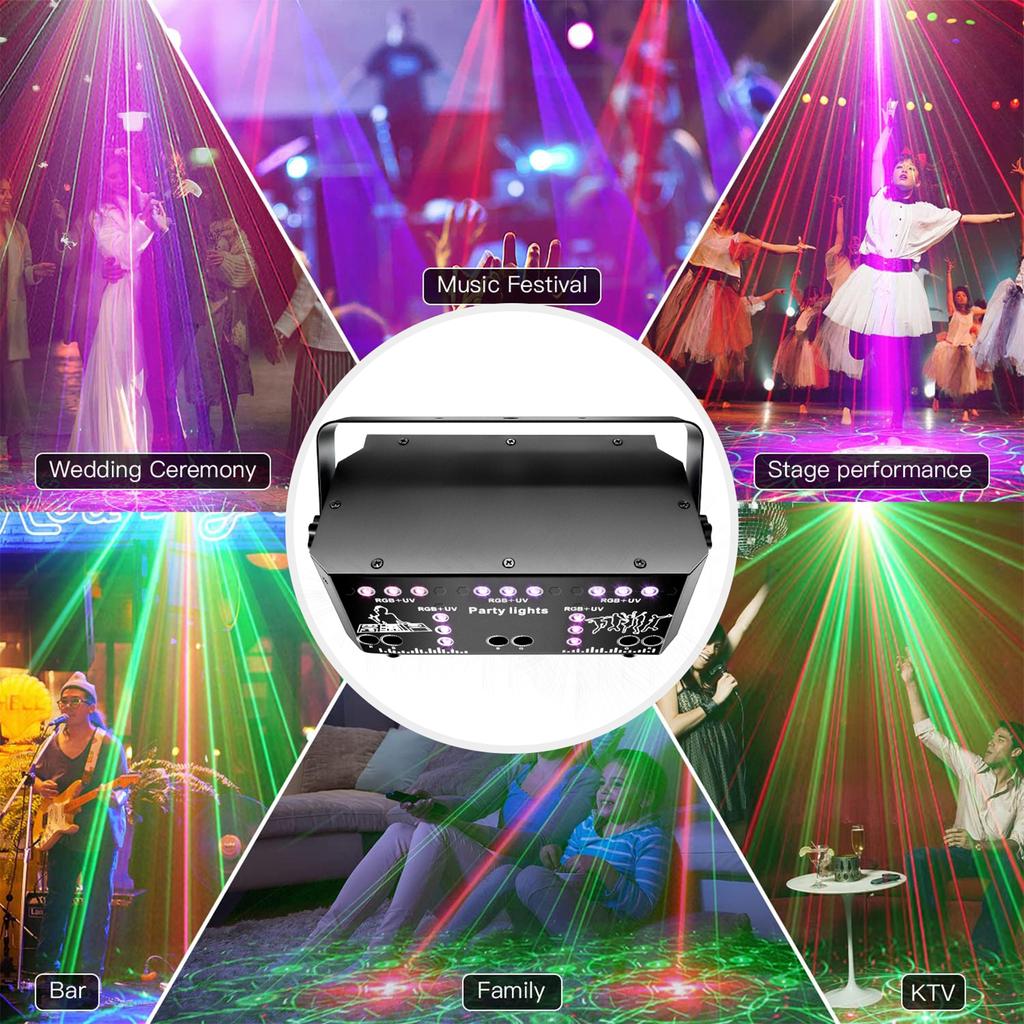 21 Augen DJ Party Stroboskoplicht RGB DJ Disco DMX 512 Sprachaktivierter Projektor mit Fernbedienung