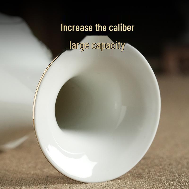 Gold-Painted Ceramic Jade Vase for Offering Flowers To Buddha - Guanyin Bodhisattva Pure Water Bottle and Buddhist Altar Ornament.