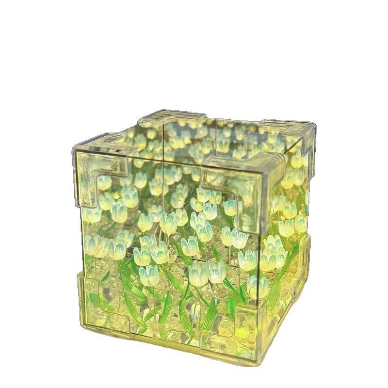 Tulpen Nachtlicht DIY Kit - Rubik's Würfel Blumenschmuck für Mädchengeburtstag