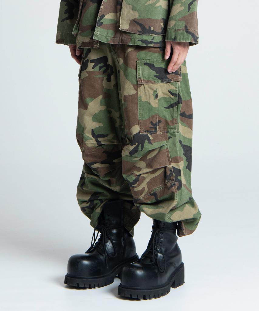 Nodeu Stone Washed Cargo Pants (Camo)