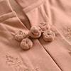 Johnature Bluze de primăvară în stil chinezesc pentru femei, cu broderie florală, cămăși vintage, cu nouă mâneci, culoare uni, cu butoni