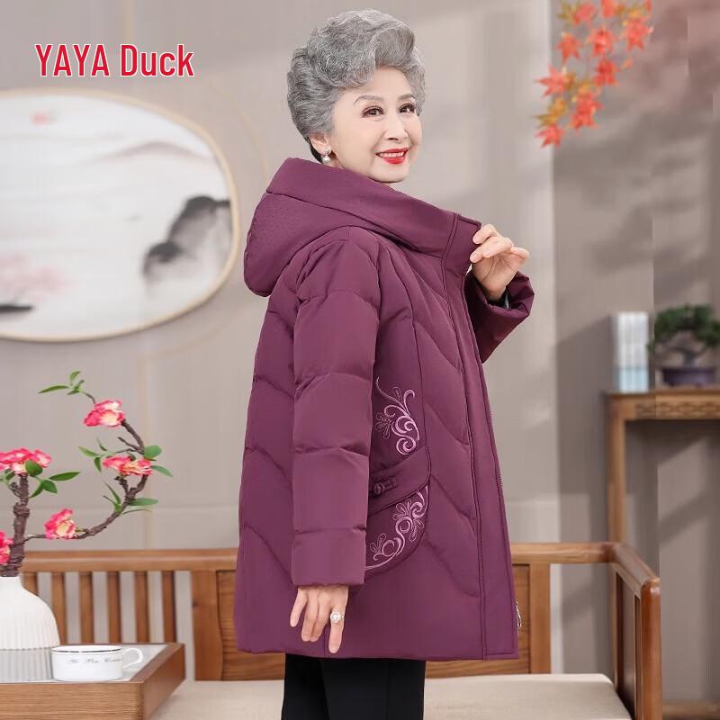 YAYA Women s Mid-Length Hooded Winter Down Jacket 4XL