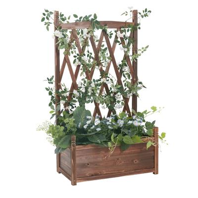 Gard Susire cu Zăbrele de Intimitate Doar Așezați Jardiniere Mari de 60 cm, Gard, El, Grădinărit, Gard, Exterior, Autoportant, Jardinieră, Lemn, Verandă,