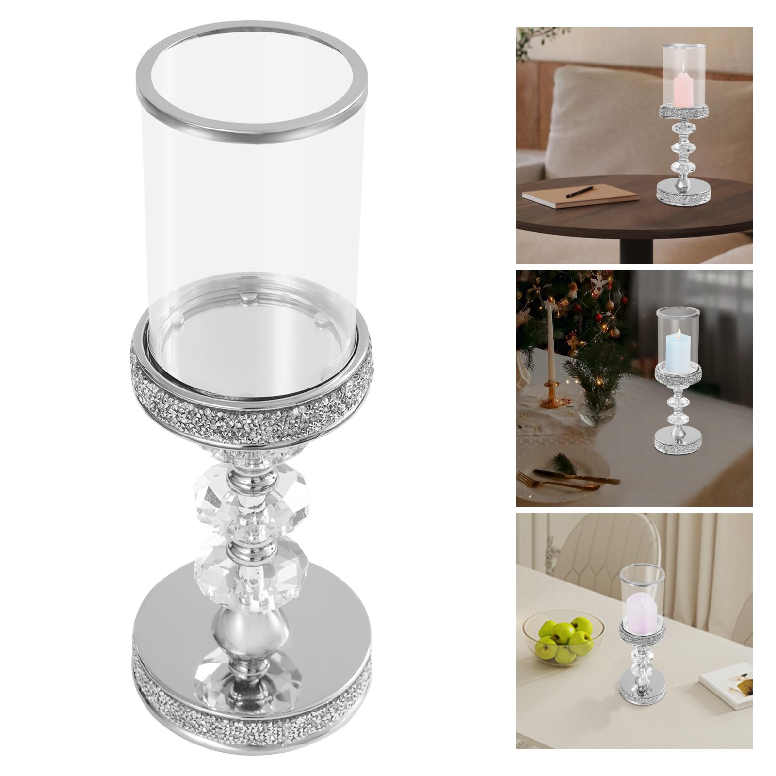 

Хрустальный подсвечник, серебряный настольный подсвечник 12*33см, подходит для свечей диаметром до 8см для украшения дома