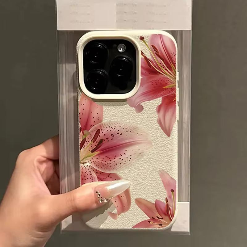Cute Red Lily Pattern Phone Case For Samsung A05S A06 A07 A15 A16 A34 A35 A53 A54 S23 S25 Ultra Shockproof Soft Cover Funda