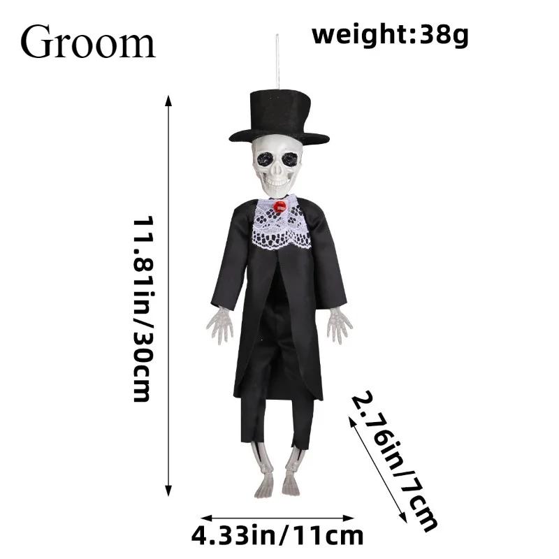 Halloween Skeleton Bride Groom Hanging Decorations Spooky Bar Party Indoor Haunted House Prank Props Horror Wedding Decor