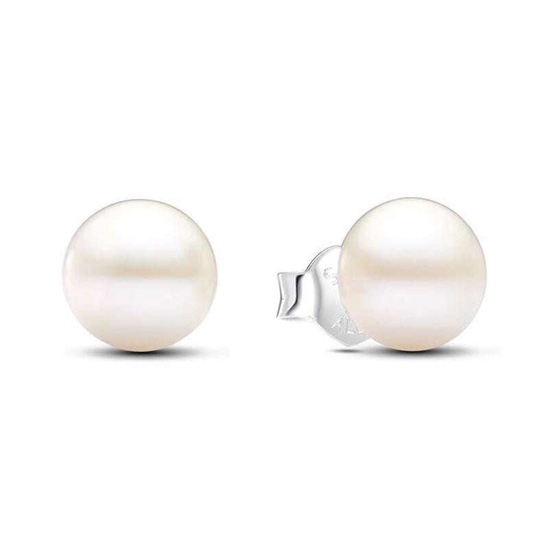 Pandora Pearl decoration silver, pearl earrings women s silver 293169C01 серебряный