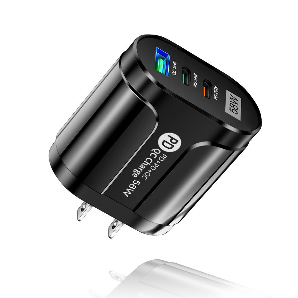 58W Multi-Plug Fast Charger with Dual USB & Type-C PD Ports